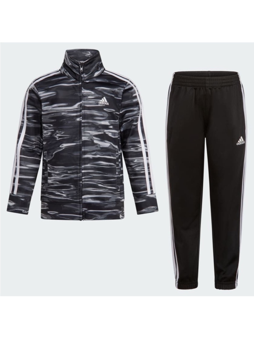 Adidas Boys 2-Piece AOP 3-Stripe Tricot Track Suit Size 5 Jacket + Jogger Pants